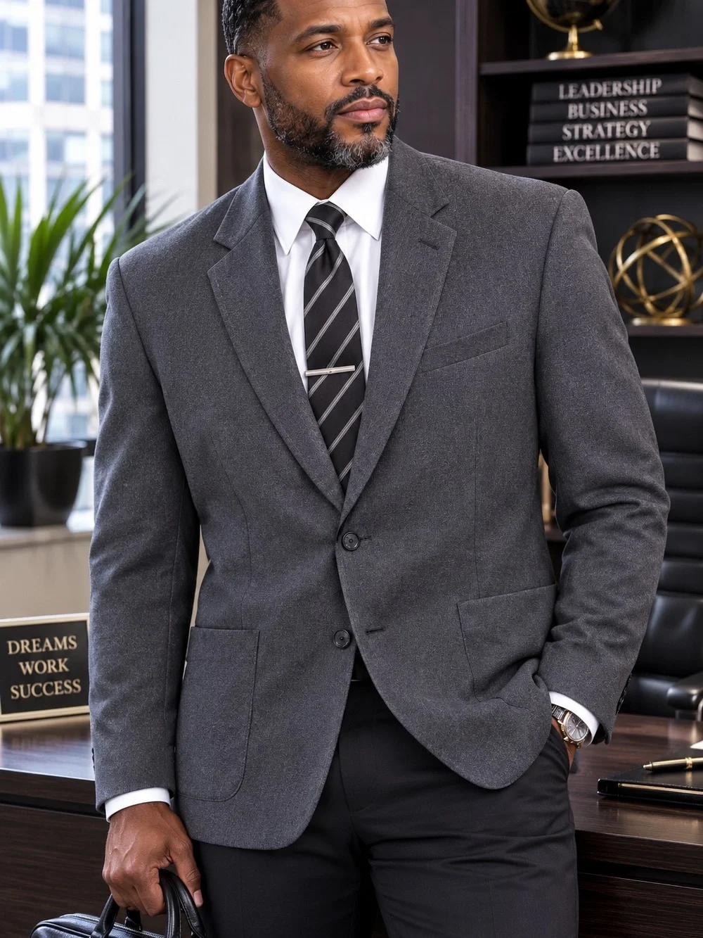 Men's Charcoal Gray Banana Republic 100% Cotton-Blazer - Modern Preppy